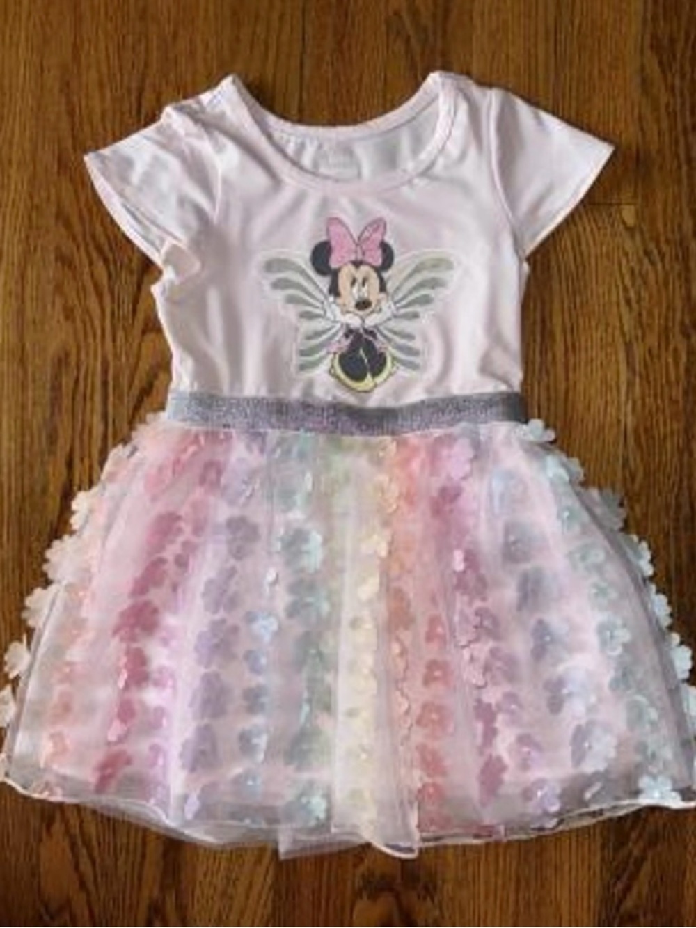 Disney Junior Minnie Light Pink Graphic Tee with Glitter Accent